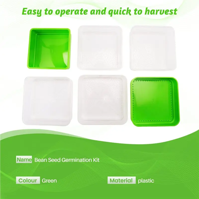 NEW HOT In Stock-Bean Seed Germination Kit, Micro-Green Plant Growing Tray, Drain Tray, Four-Tier Stackable Sprout Growing Kit E