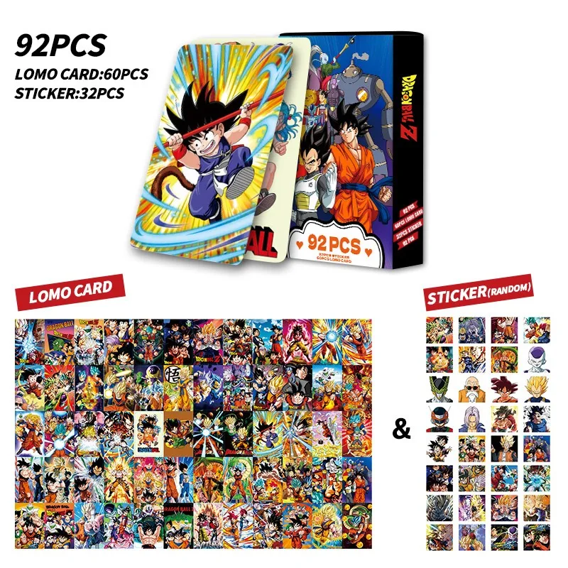 92Pcs Cards Around The Anime Collection Super Sayajins Dragon Ball Z / GT / Super Goku LOMO Card Boxed Children\'s Toy Gift