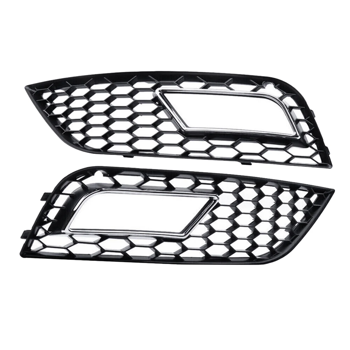 Chrome Front Bumper Fog Light Cover Honeycomb Grill for Audi A4 B8.5 Standard Edition 2013-2016