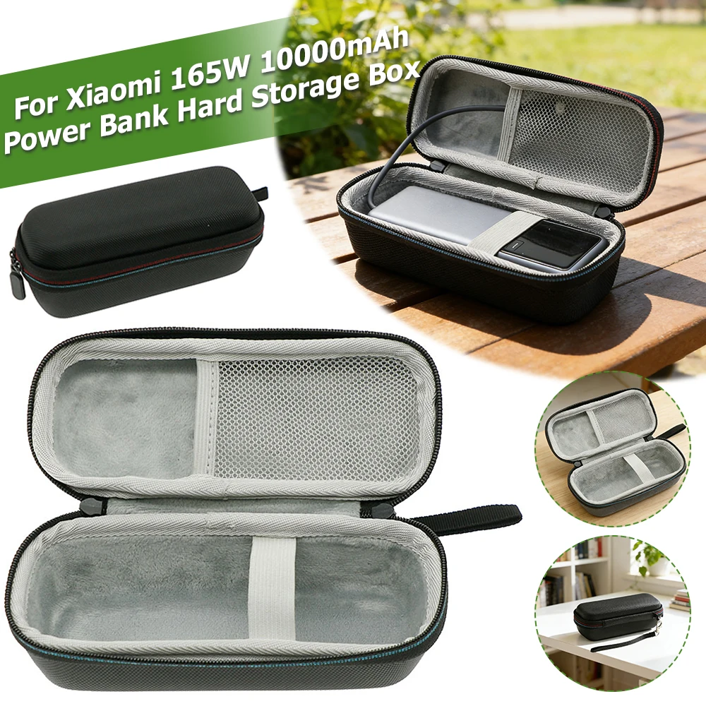 For Xiaomi 165W 10000mAh Power Bank Hard Storage Box Wear Resist Lightweight Storage Bag Inner Mesh Pocket for Home Office Use