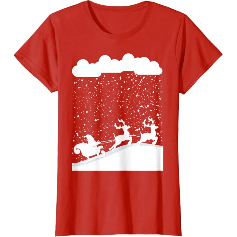 

Christmas Festive Santa Claus Sledge Reindeers snowfall T-Shirt