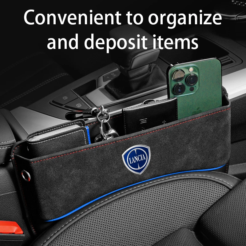 Universal Suede Car Seat Gap Filler Organizer Box Auto Console Side Pocket For Lancia Delta STRATOS Y Phedra Thema Ypsilon Lybra