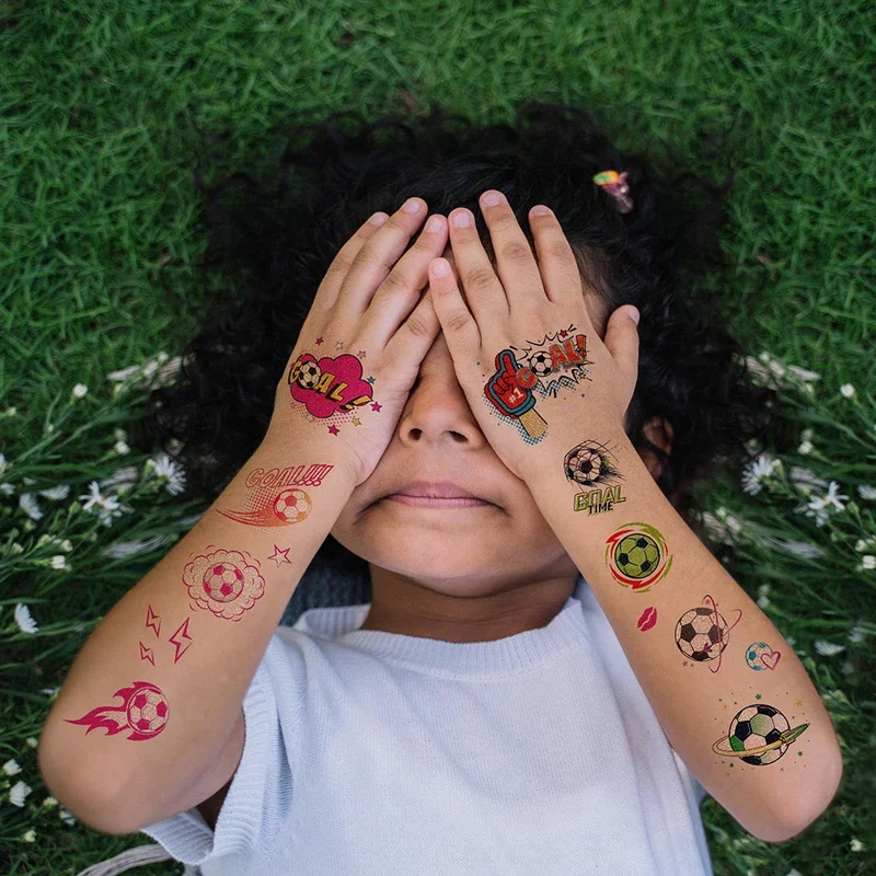 10 Sheets Temporary Tattoos for Children Football Soccer Fan Fake Tattoo Sticker Waterproof Tattoo Sticker Sleeves Man Kid Women