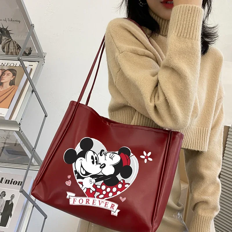 Minnie Mickey Mouse Handbags Disney Shoulder Bags Portable Large Capacity Bag Anime Movie Graphic Print Handbag Birthday Gifts