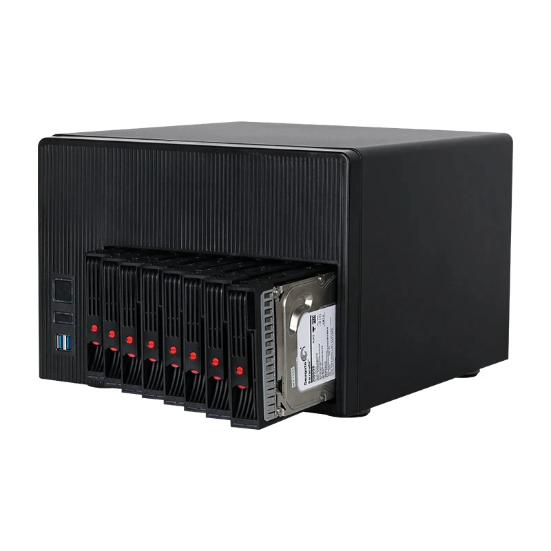 جهاز كمبيوتر صغير Helorpc 8Bay NAS مع Inter N100/N150 يدعم كمبيوتر الخادم المنزلي Pfsense مع 3xLAN 3xUSB2.0 1xTYPE-C 1xHDMI 1xDP
