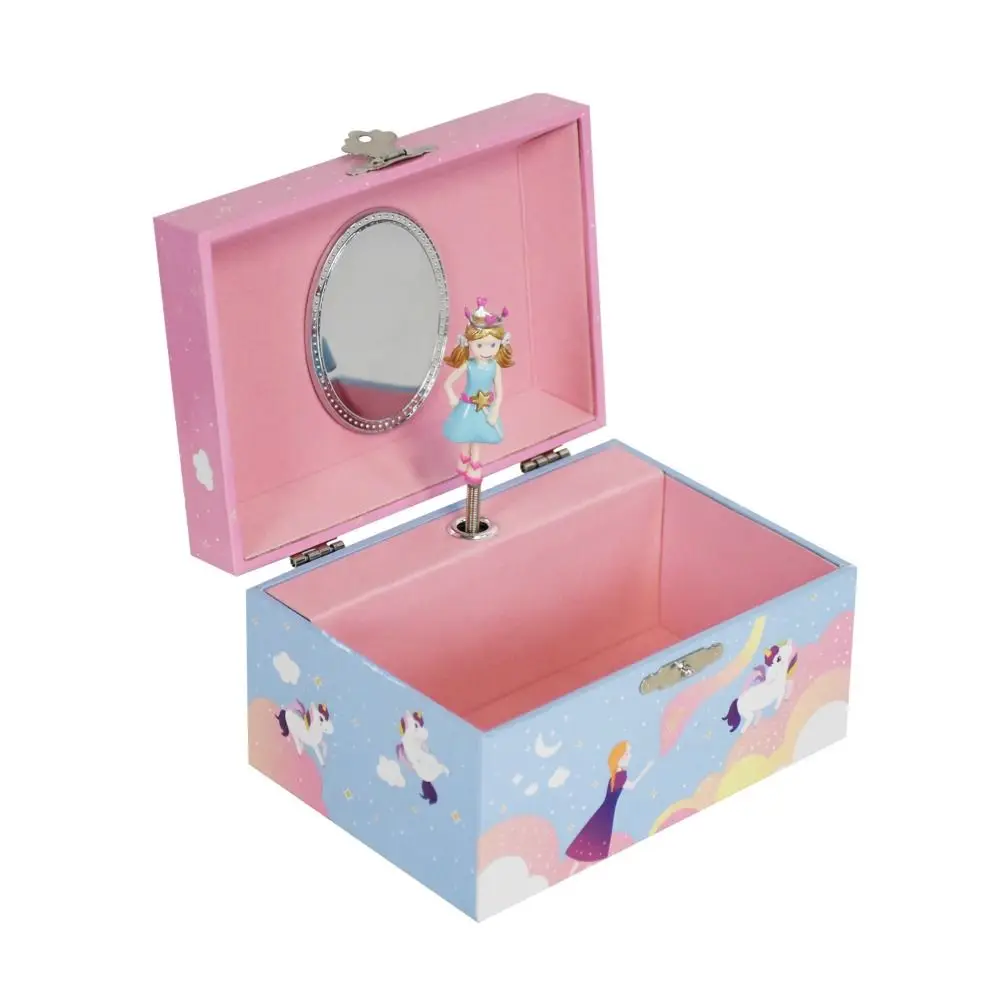 With Mirror Rotating Girl Music Box Save Space Sparkling Musical Jewelry Box Drawer Style Ballerina Music Box Birthday Gift