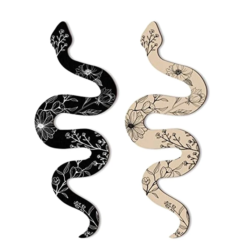 Set Of 2 Boho Cute Wooden Snake Decor Natural Aesthetic Desk Decor Altar Decor Frame Wall Hanging