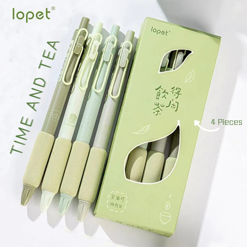 4 Pcs/Set Green Tea Series Gel Pens Smooth Writing Quick Dry Black Ink Pen for School Student Writing  Stationery Supplies