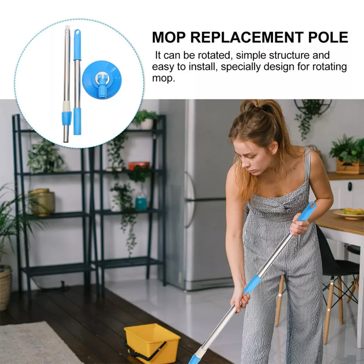 Spin Mop Pole Handvat Vervanging Voor Vloer 360 Graden Roterende Vloer Mop Pole Geen Voetpedaal Versie Handvat Schoonmaken Tool Kit