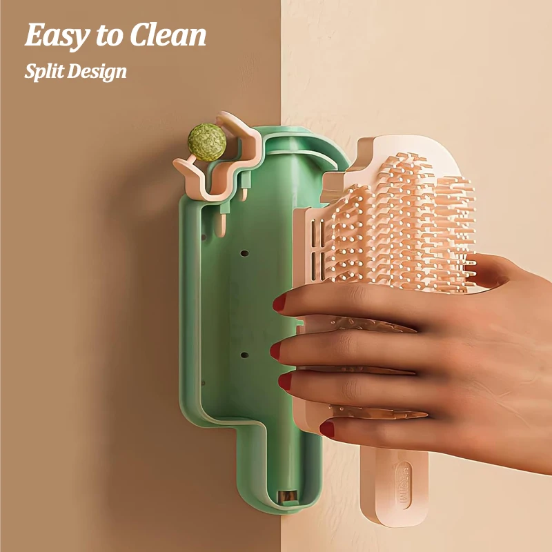 Pet Cat Hair Removal Comb with Catnip Balls & Spring Toys Cat Self Cleaning Scratcher Combs Kitten Pet Massager   Rubbing Brush view 2