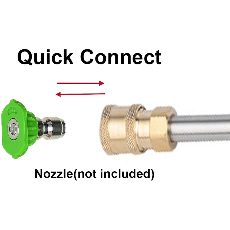 자동 압력 와셔 익스텐션 로드, 스테인리스 스틸, 빠른 연결, 파워 워시 깍지, 내구성 부식 방지, 16 인치, 1/4 인치, 2 개
