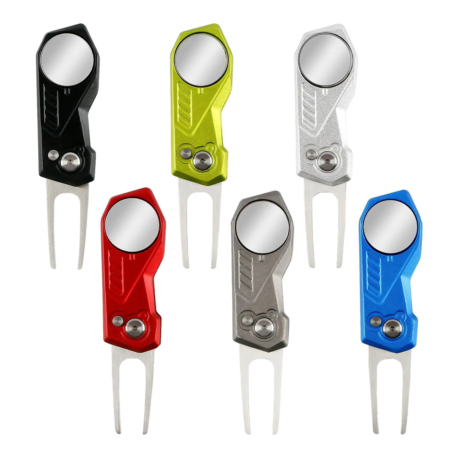 Golf Divot Tool Equipment Portable L Golf Repair Pitch Fork Mark Repair Fork Foldable Golf Putting Green Fork