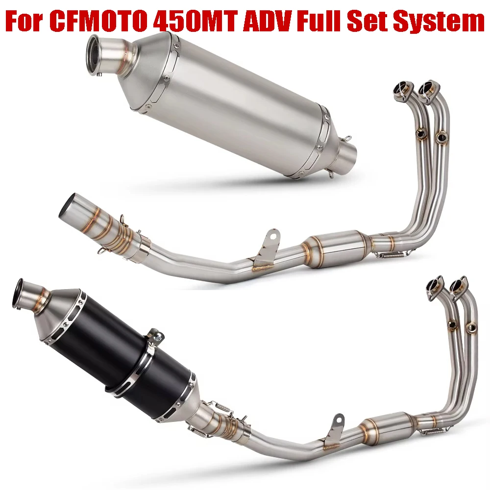 

Full Set System Motorcycle Exhaust Front Middle Link Pipe with Universal 51mm Escape Muffler Adventure For CFMOTO ADV 450MT