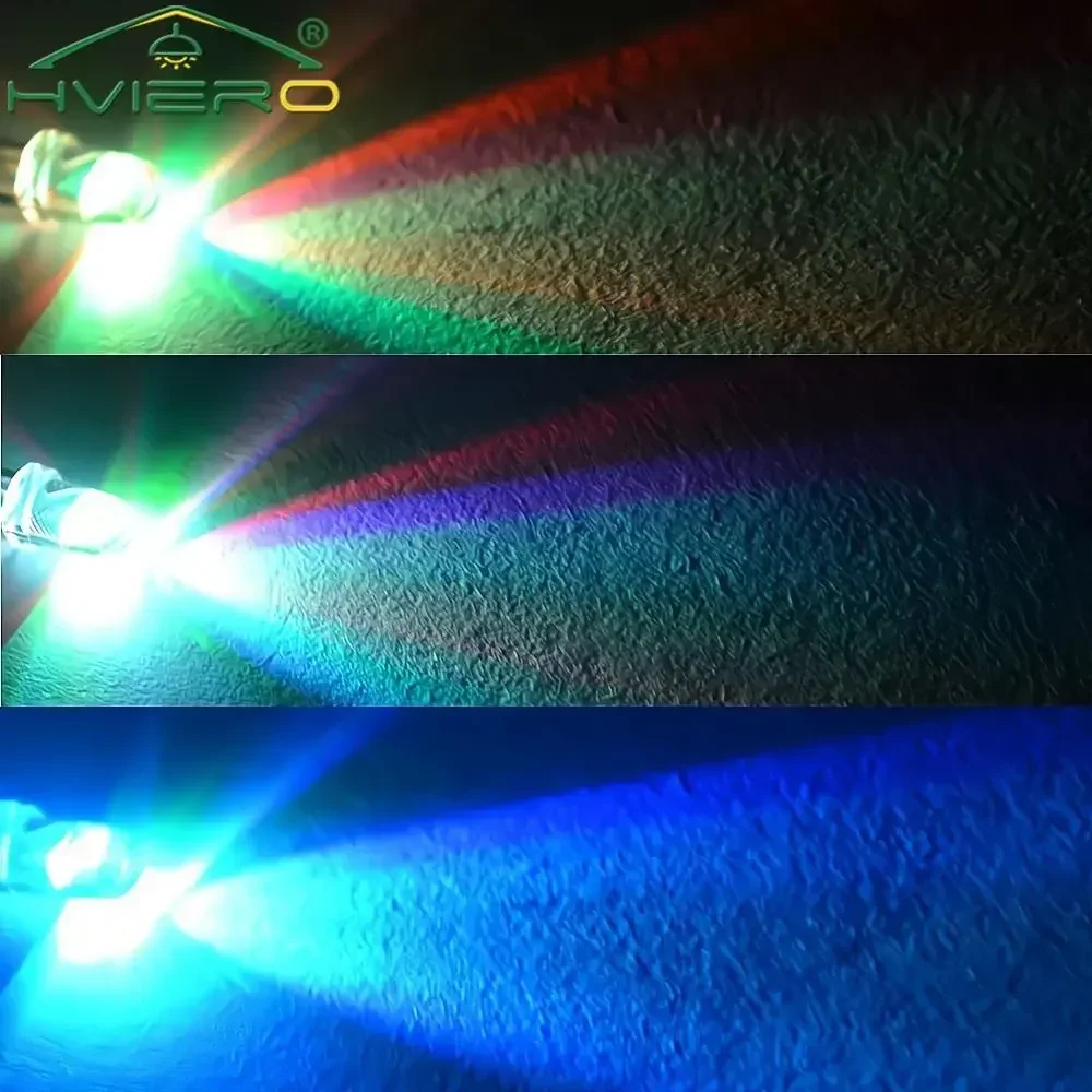 10PCS Fast Slow Flash RGB Round 3mm Rainbow Multi Color Red Green Blue Emitting Diodes Light Bead Clear 2.0~3.4V LED Lamps Bulbs