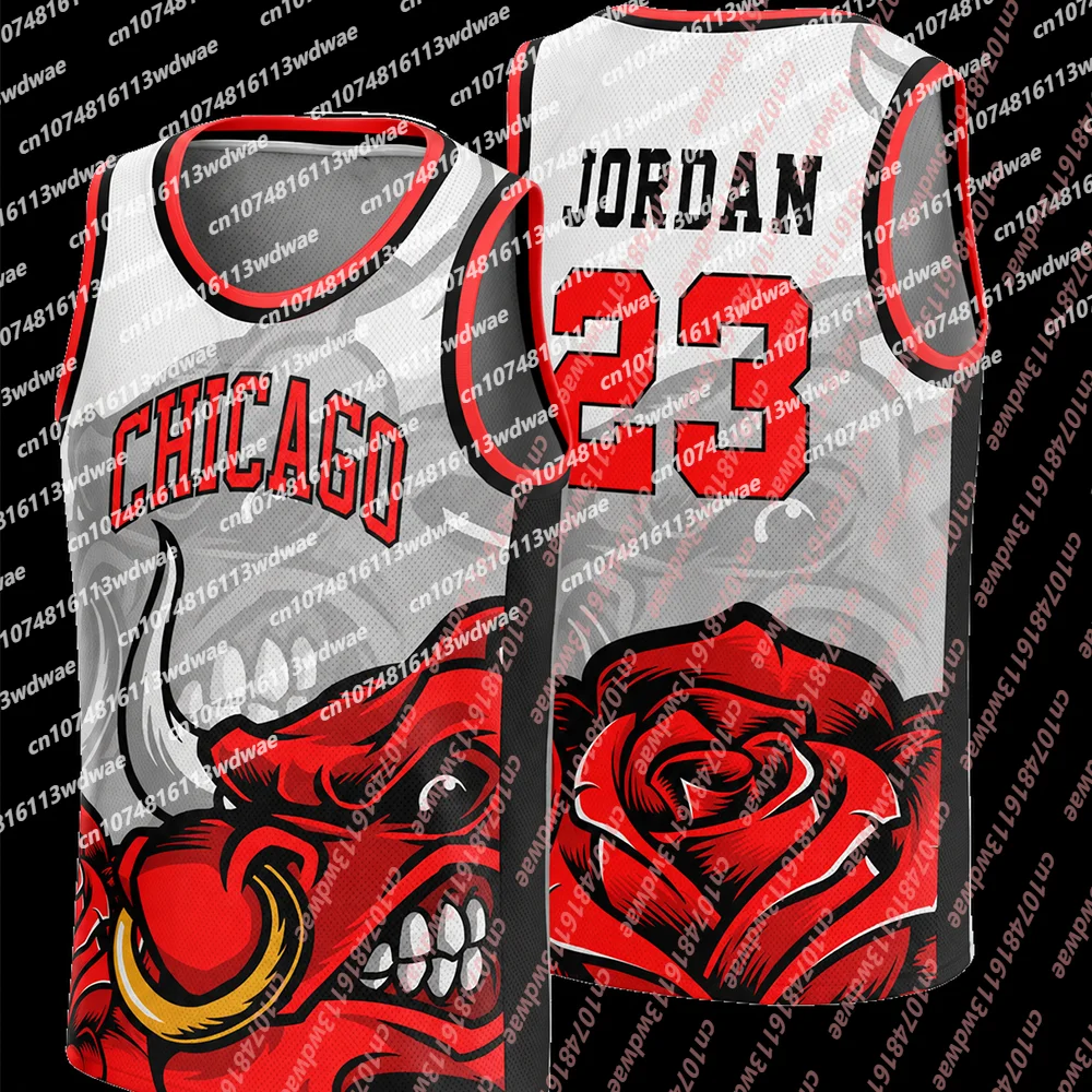 Chicago 23 Jordan Basketball Jersey Men Sleeveless Tank Top Summer Breathable Mesh Vest Streetwear Sports Uniform For Fans Kid