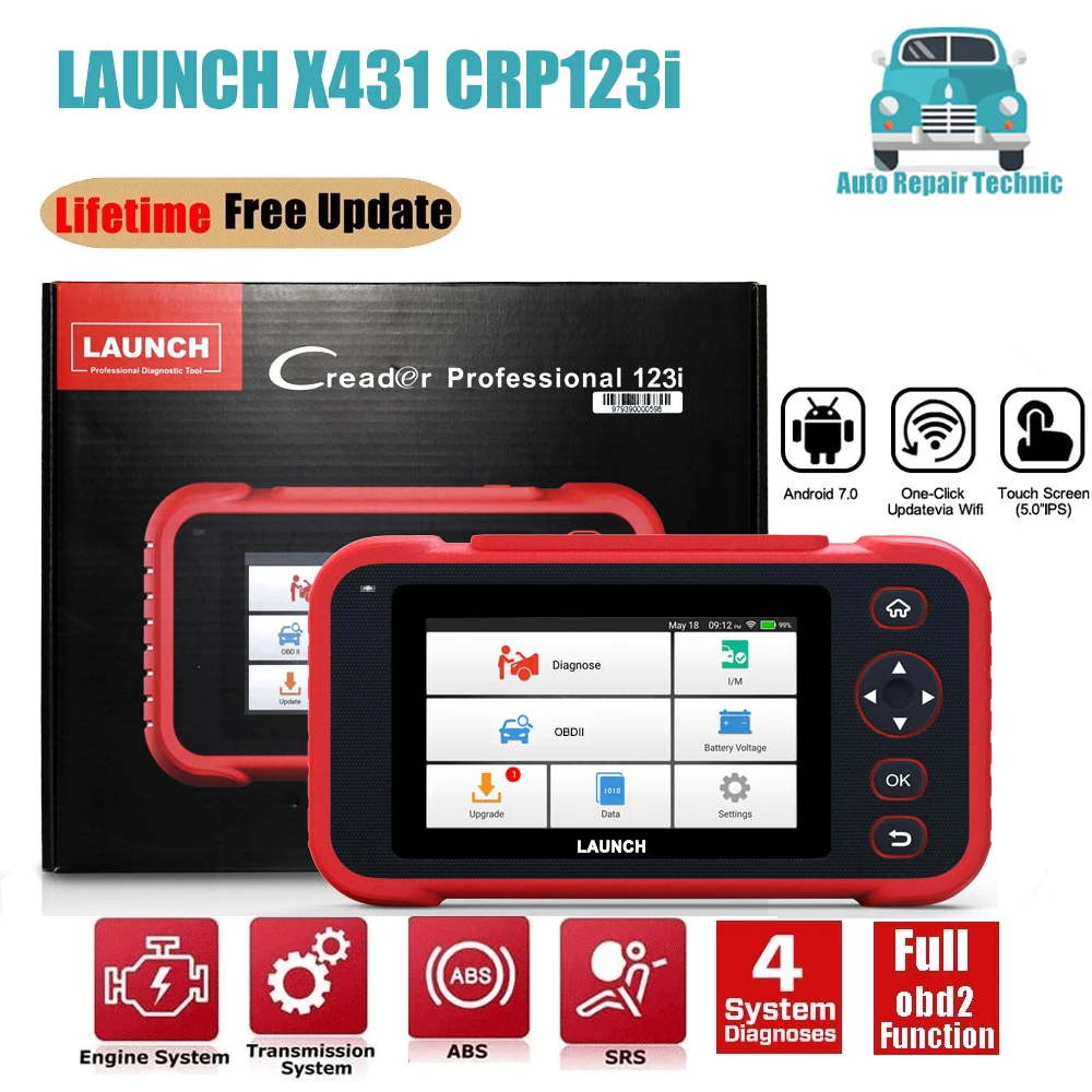 LAUNCH CRP123i OBD2 Scanner Engine ABS SAS Airbag 4 System Diagnostic Scan Tool Transmission Battery Test Free Update via WiFi