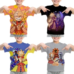 2024 여름 3D 어린이 썬드롭 문드롭 Fnaf 티셔츠, 하라주쿠 소년 애니메이션 티셔츠, 소녀 재미있는 만화 티셔츠, 어린이 의류, 신제품