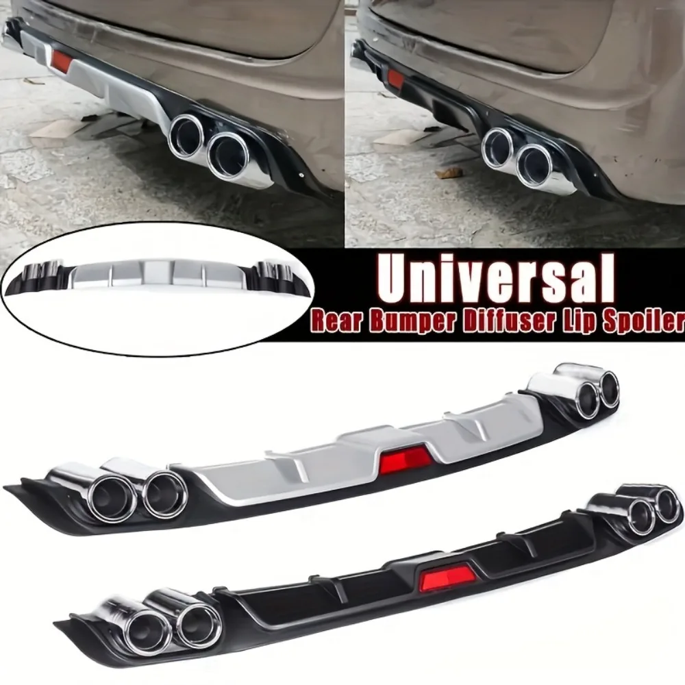 

Auto Parts Sports Style Rear Bumper Lip Spoiler Universal Fit Quad Exhaust Rear Diffuser for Car Modification