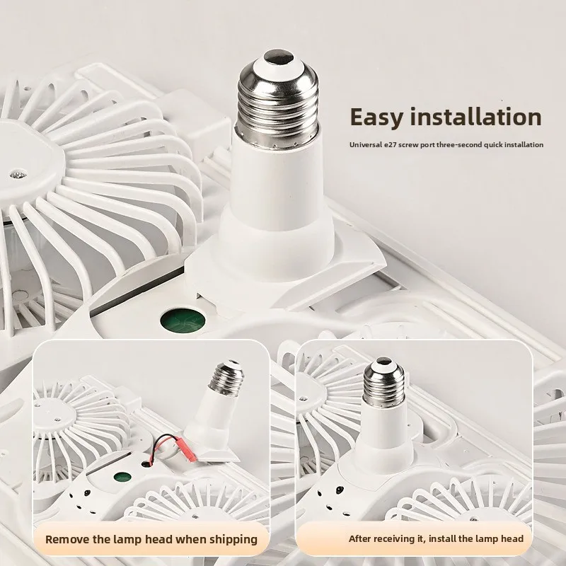 Dual Head Adjustable Angle E27 Ceiling Fan Light Remote Control LED Silent for Bedroom Living Room Kitchen Patio image 4