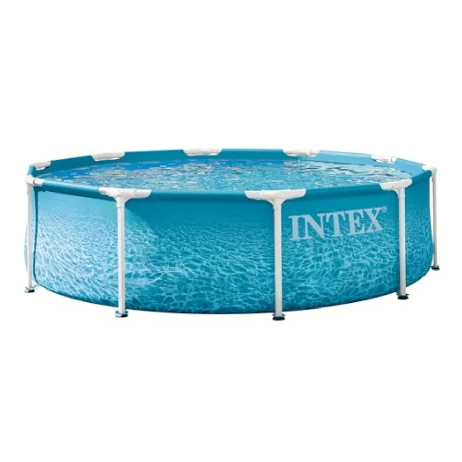 Beachside metal frame above ground swimming pool for outdoor use, galvanized steel, silver, rust-resistant and easy assembly