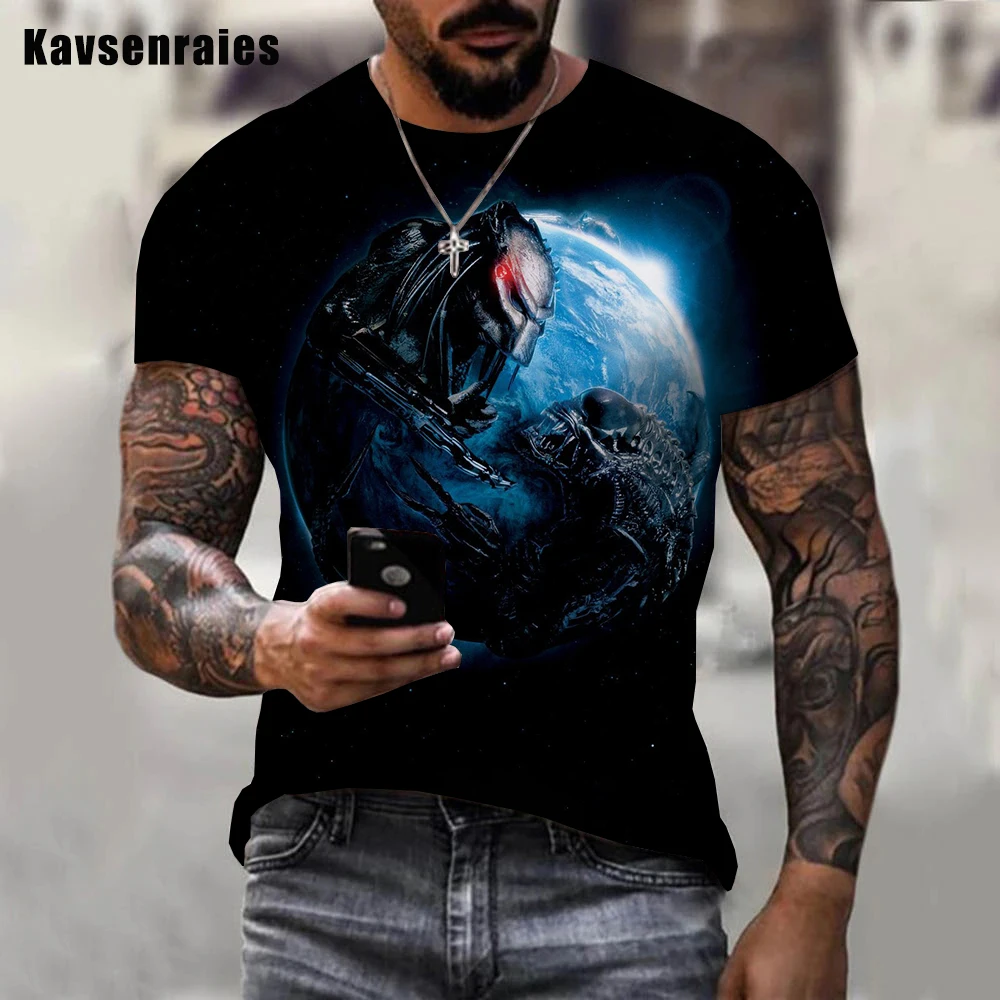 2023 New Fashion Alien 3D Printed T-shirt Men Women Fashion Casual Style T Shirt Unisex Cool Trendy Streetwear Oversized Tops