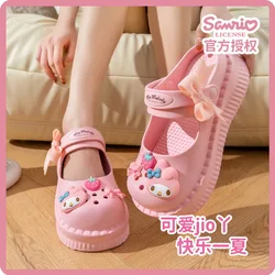 Kawaii My Melody Kuromi Hello Kitty Thick-Soled Mary Jane Crocs Women Summer Anime Sanrio Girl's Heart Cute Beach Slippers