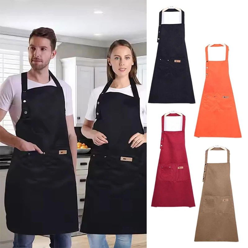 Fashion Canvas Kitchen Aprons For Woman Men Chef Work Apron For Grill Restaurant Bar Shop Cafes Beauty Nails Studios Uniform