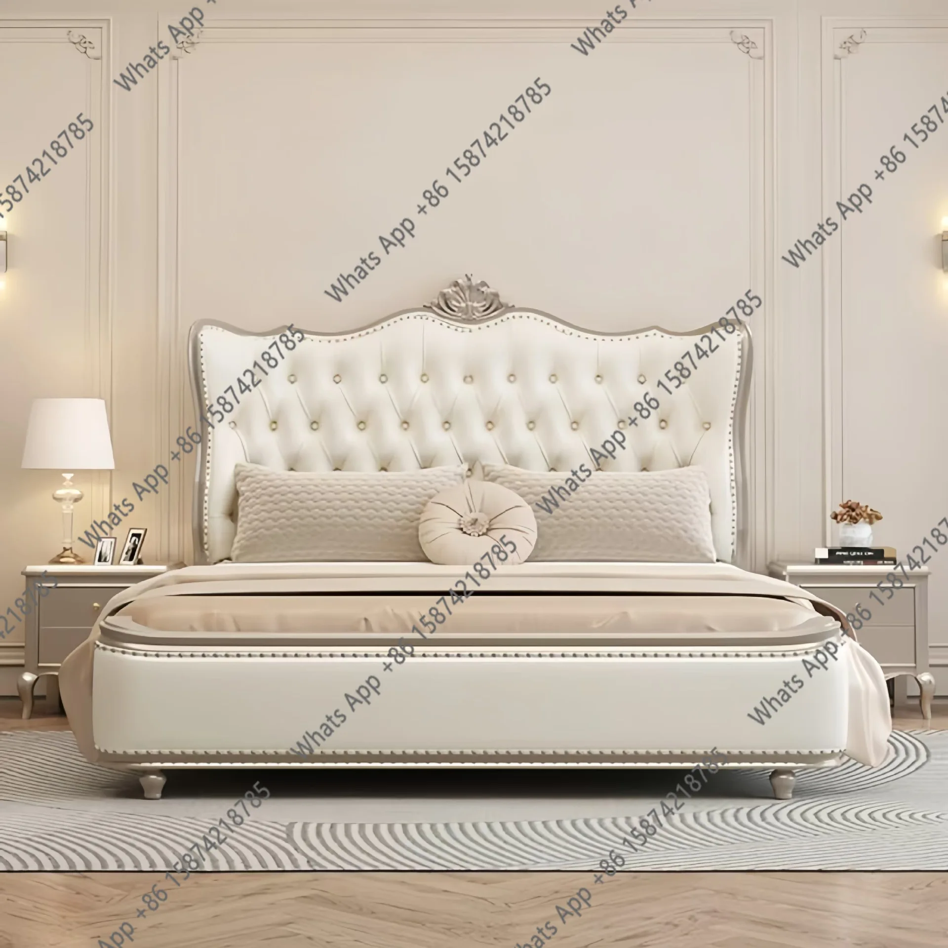 

American solid wood bed 1.8 meters master bedroom bed European carved princess bed light luxury large high-end atmosphere double