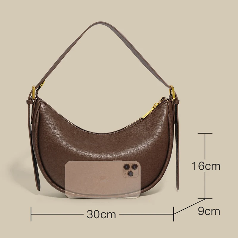 Multi-function Female Split Leather Axillary Bags Solid Color Lady Messenger Bag Large Capacity Women Saddle Shoulder Bags New