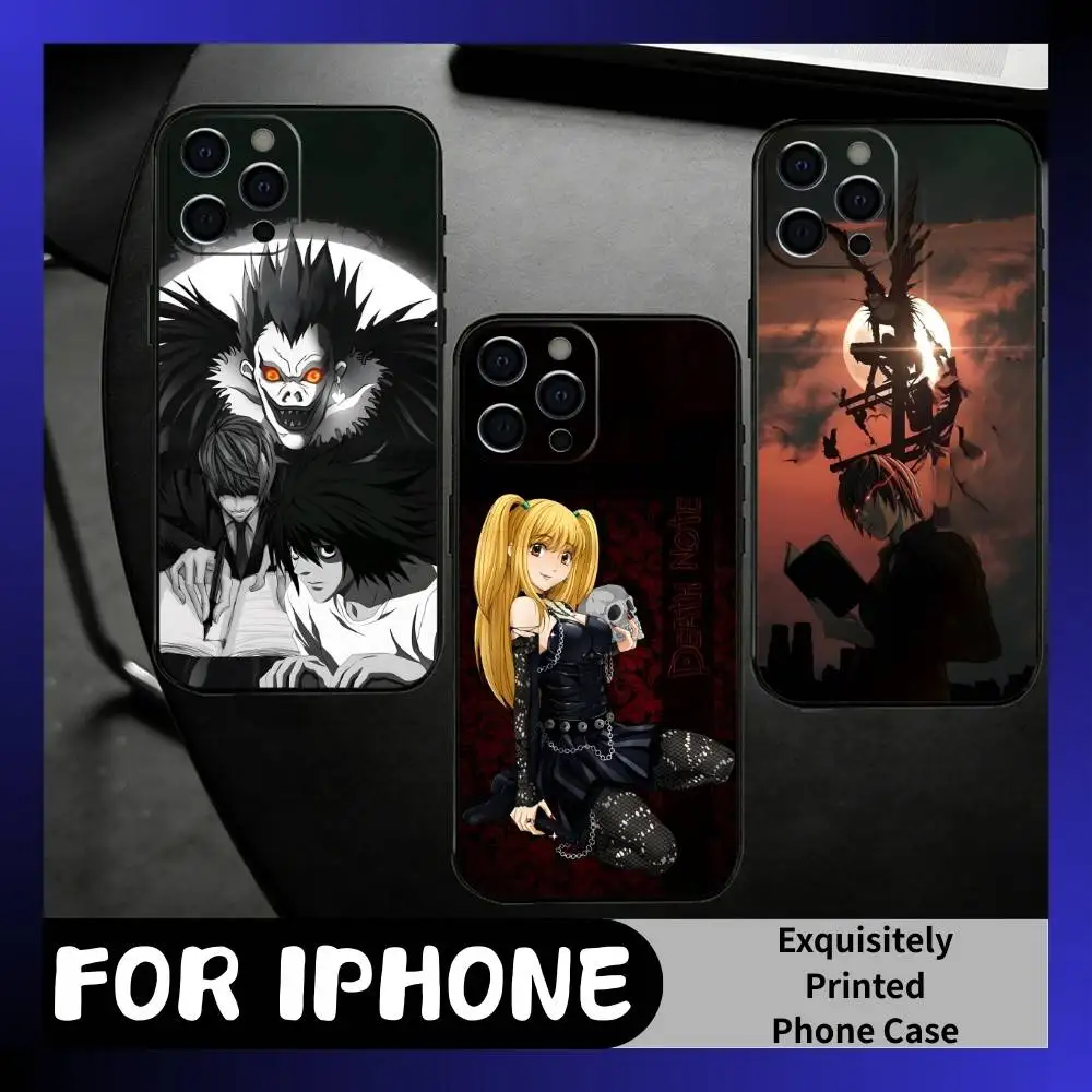 

K-Kira D-DEATH L Note Phone Case For iPhone17,16,15,14,13,12 Plus,Max Soft Silicone Black Cover