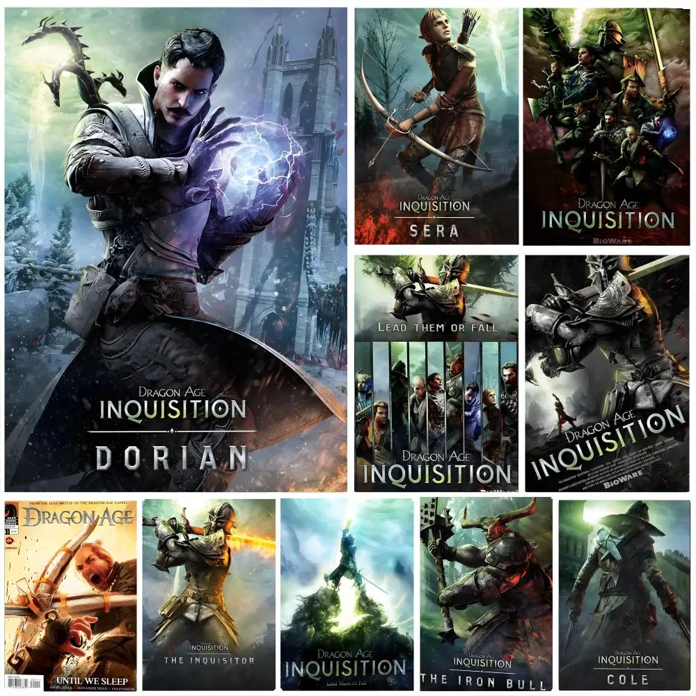 Affiche artistique HD, imperméable, mur autocollant, décoration de la maison (salon, chambre, bar), esthétique Game D-Dragon A-Age I-Inquisition