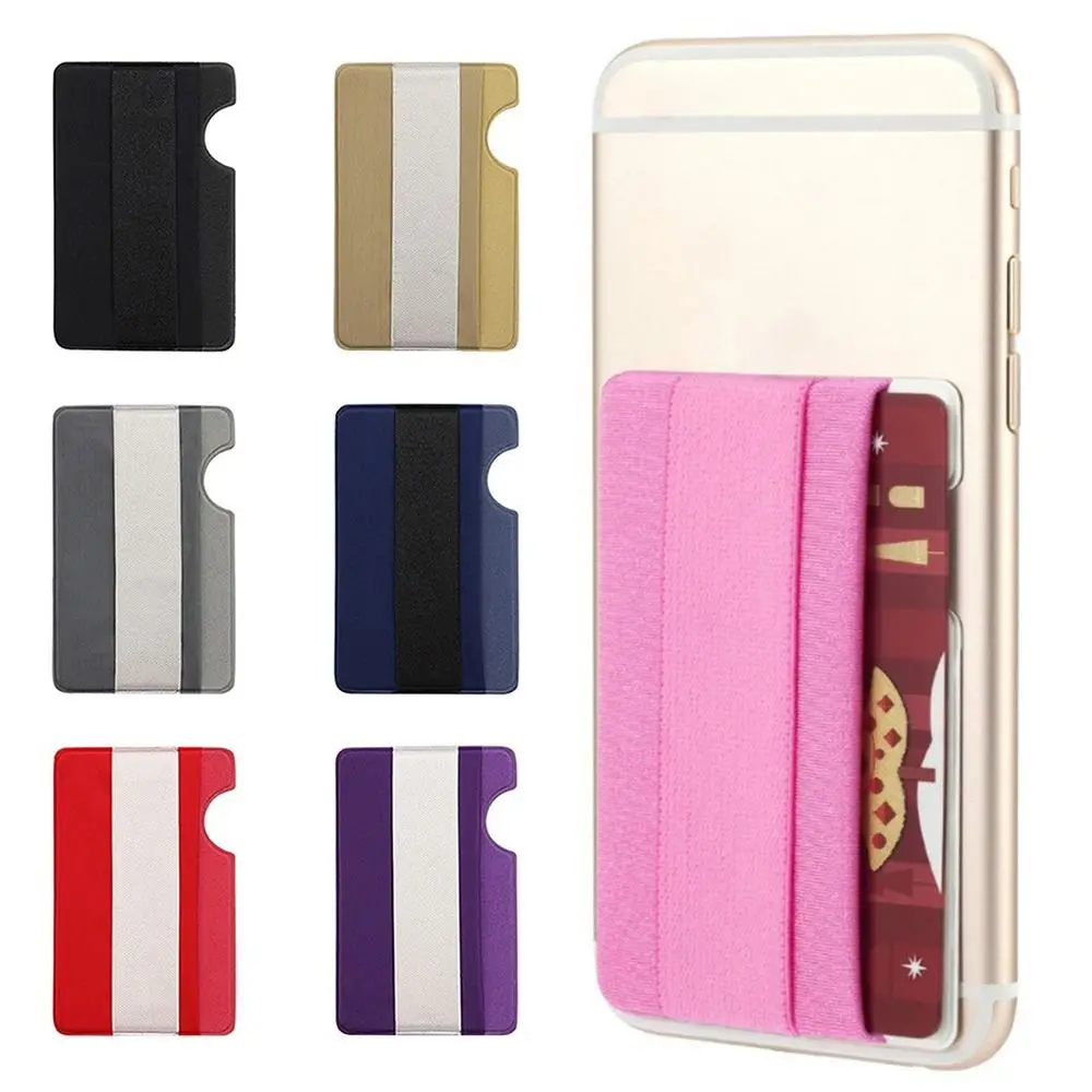 

Fashion New Elastic Cloth Cell Phone Card Holder Mobile Phone Wallet Case Credit ID Card Holder Adhesive Sticker Pocket