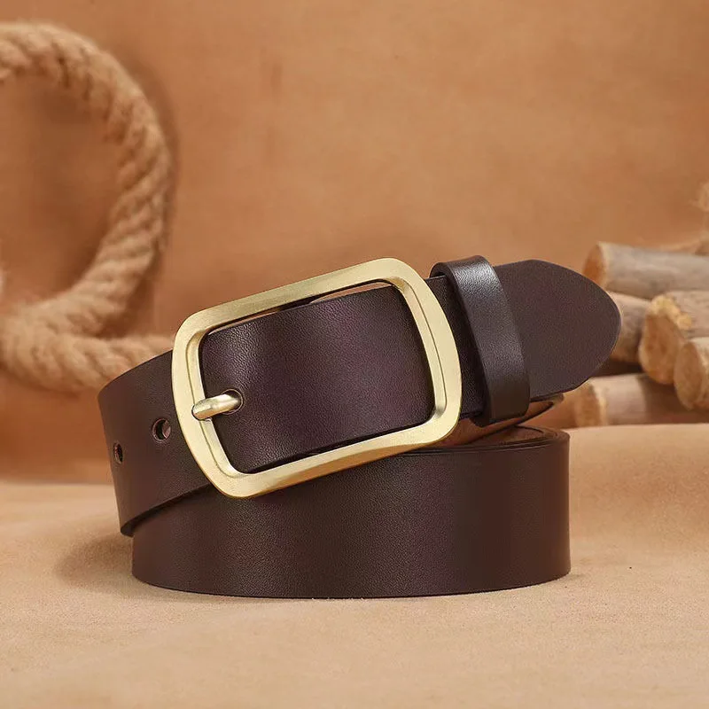 Cinto de couro de couro masculino, fivela de alfinete de metal, marca de luxo adulto jeans, casual negócio, moda masculina, novo image 6