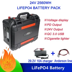 Lifepo4 24V Battery Cells 2560WH Rechargeable Iron Phosphate EVE Battery 70AH 100AH with Case for Ebike Electric Bicycle Scooter