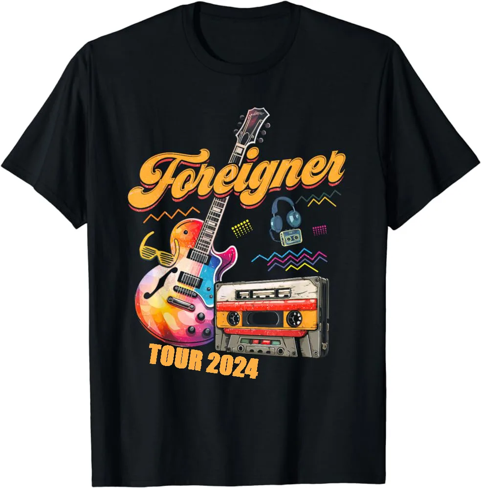 

Foreigner Band Tour 2024 Black Short Sleeve All Size T-Shirt Gift Friend BT308