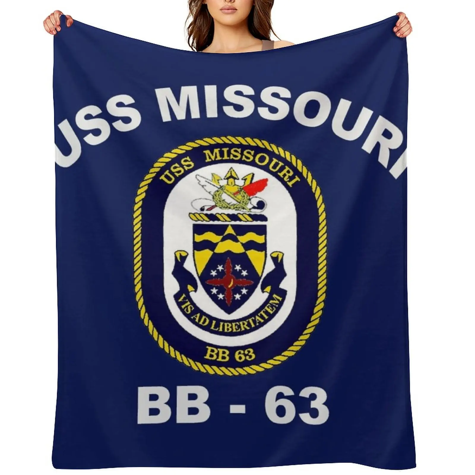 USS Missouri (BB-63) Crest for Dark Colors Throw Blanket Cute Plaid Heavy Soft Beds Sofa Quilt Hair Blankets