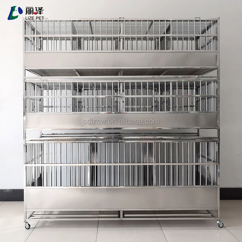 LIZE PET Customized Size Pet Shop Stainless Steel 3 Layers Stackable Dog Cage Xxl Collapsible Cage Dog