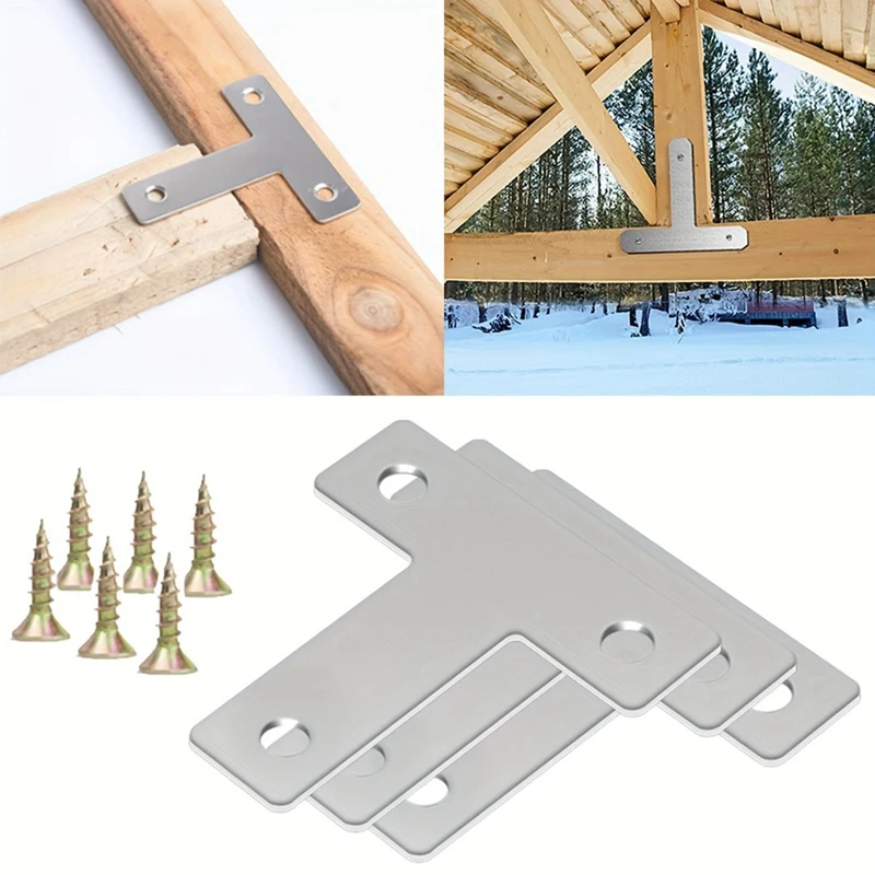 Flat Tee Mending Plate Stainless Steel T Brackets Flat Corner Braces Brackets Multiple Holes Corner Brace For Wood
