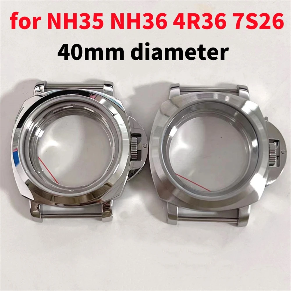 NH35 40MM koperta zegarka ze stali nierdzewnej z uchwytem dla NH35 NH36 4R36 7S26 zegarek z mechanizmem Diy akcesoria kolor srebrny
