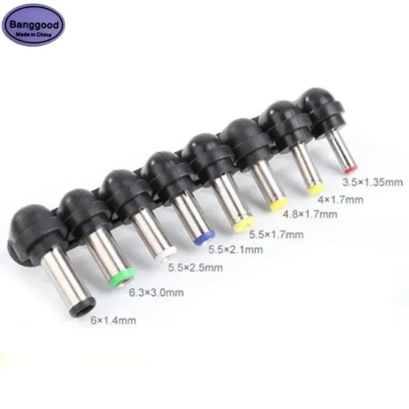 8 in1 Universal แล็ปท็อปอะแดปเตอร์จ่ายไฟ DC ปลั๊กขั้วต่อมุมขวาหัว AC DC Jack Charger Power Adapter ปลั๊กแปลง