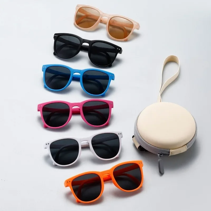 

Korean Children Round Foldable Sunglasses Fashion Sun Glasses Cute Boys Girls Colorful Shades without Case gafas de sol
