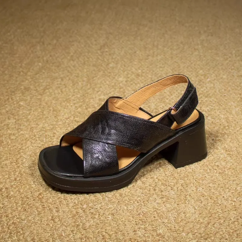 

High-heel Thick-soled Chunky Heel Slip-on Lace-up Slip-on Stylish, Versatile, Comfortable and Slip-resistant Women's Sandals