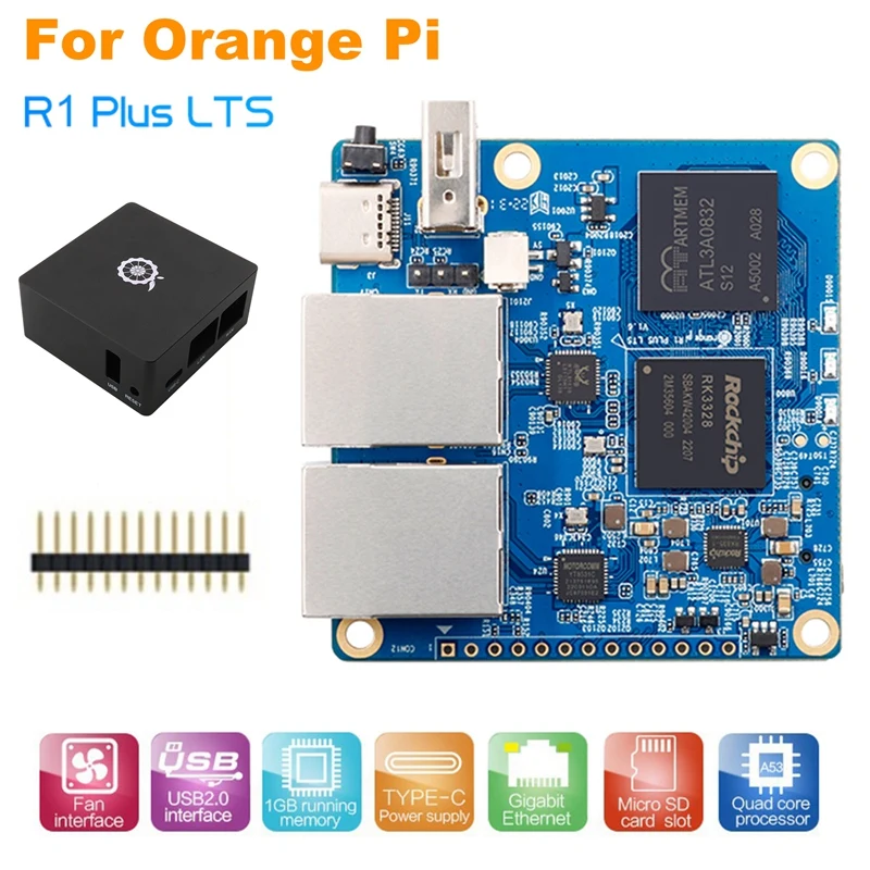 For Orange Pi R1 Plus LTS Development Board+Case 1GB DDR3 Rockchip RK3328 Open Source Run Android9/Ubuntu/Openwrt OS