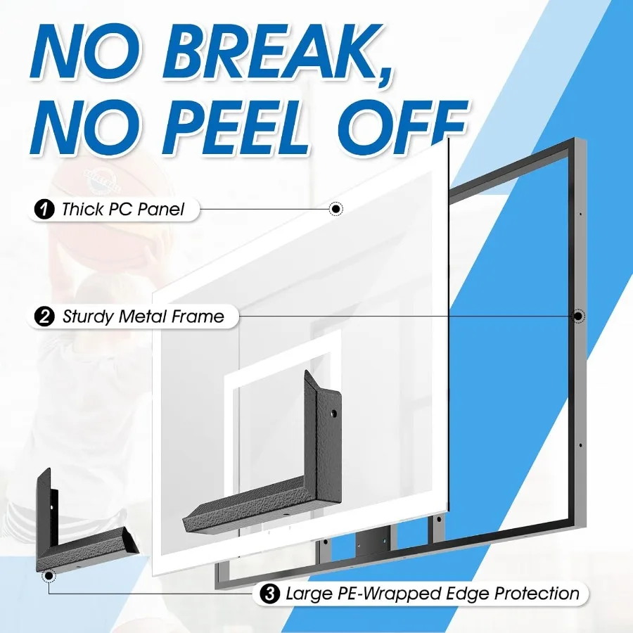 Outdoor 44 Inch Shatterproof Backboard Basketball Hoop with 4.8-10ft Height Adjustable Portable Goal System Ideal for Backyard