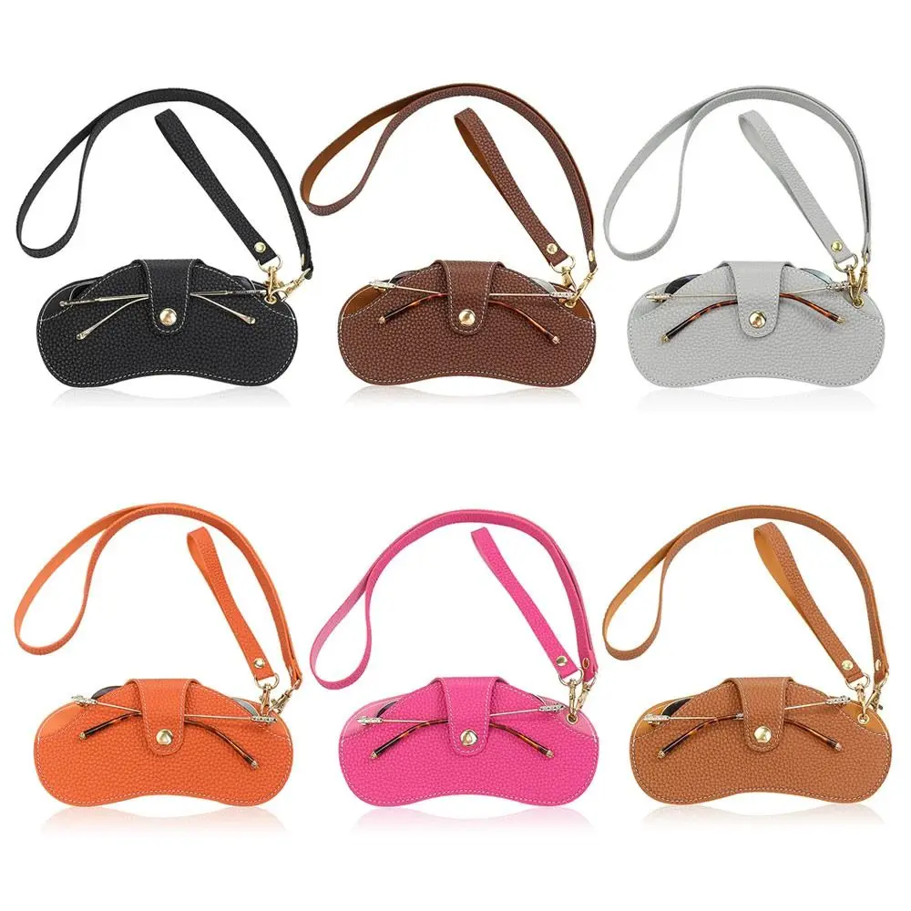 Simple Handmade Hanging Neck Sunglasses Case Glasses Storage Box PU Leather Glasses Bag