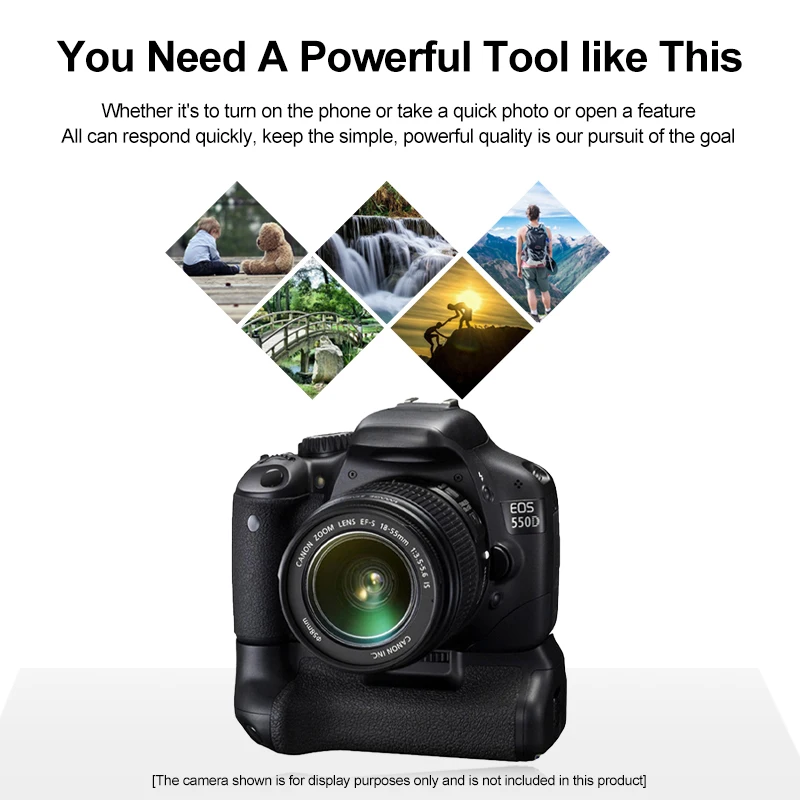 Pionowy uchwyt na baterie BG-E8 do Canon EOS 550D 600D 650D 700D Rebel T2i T3i T4i T5i, kompatybilny z LP-E8 i AA — zdjęcie produktu 6