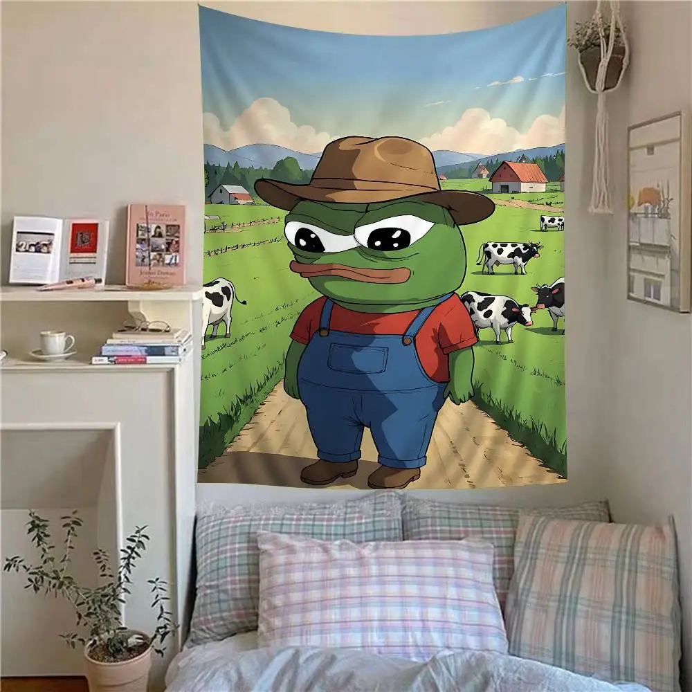 S-Sad F-Frog Meme Anime Tapestry Hippie Flower Wall Carpets Dorm Decor Wall Hanging Home Decor
