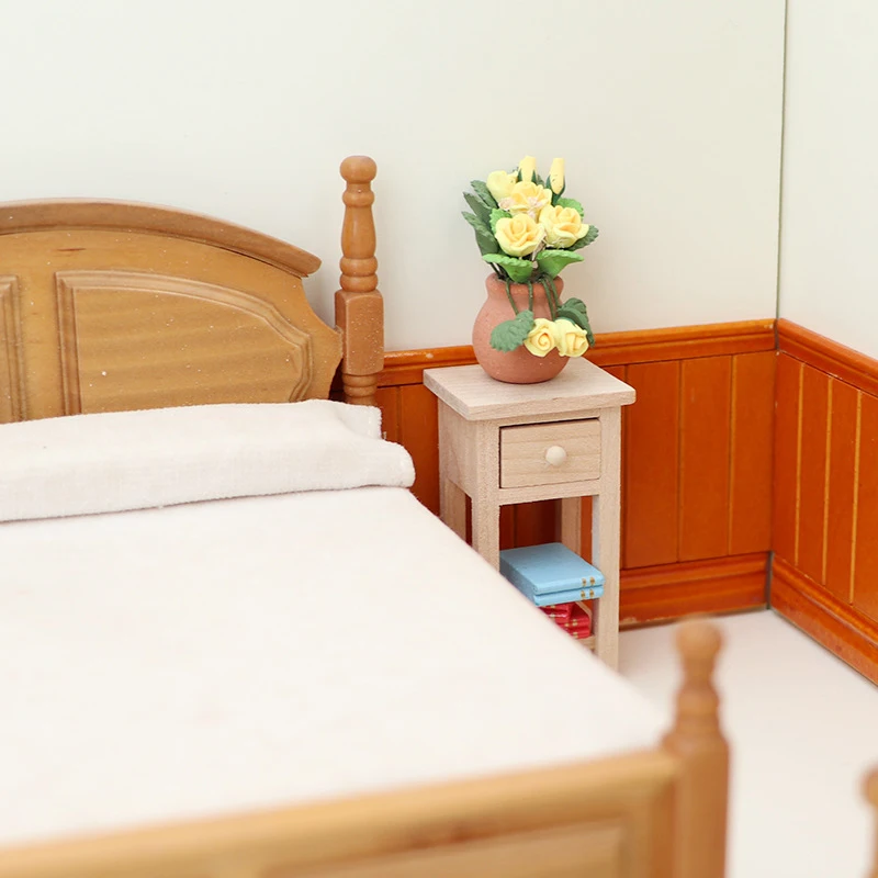 1:12 Puppenhaus Miniatur Hocker Beistelltisch Nachttisch mit Schublade Modell Möbel Dekor Spielzeug Puppenhaus Zubehör