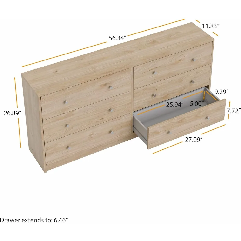 cômoda dupla com 6 gavetas em acabamento jackson nogueira