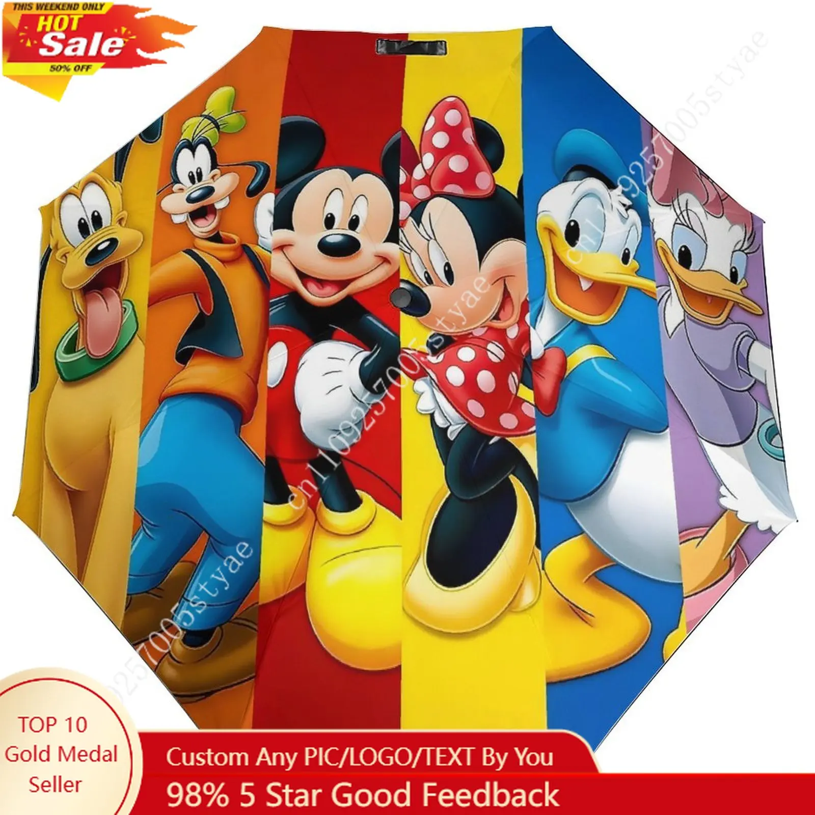 

Mickey And Friends Umbrella Disney Cartoon 3 Fold Auto Suitable Both Sunny Rainy Days Decoration Gifts Custom Umbrella Cosplay